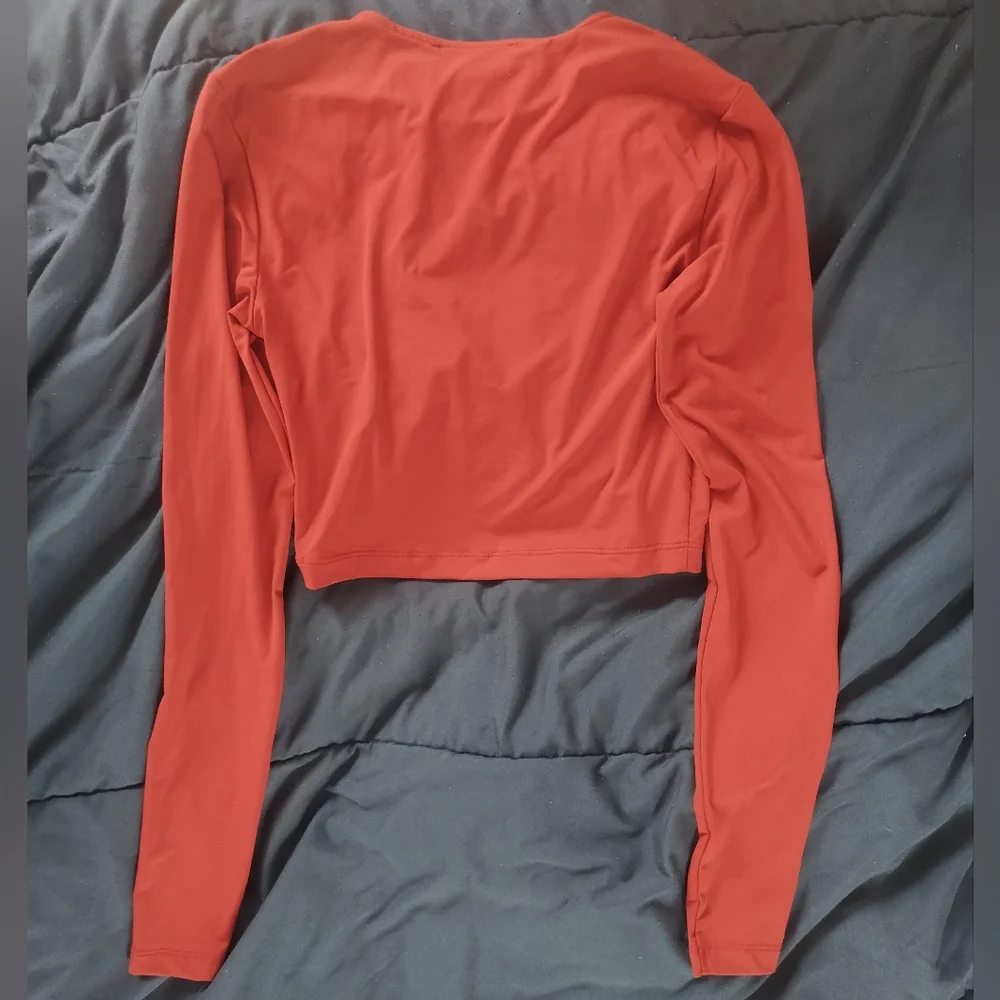 ZARA Bright Red Crop Top Size Small: S (Long Sleeve, Shirt, Blouse, Tight,Short)